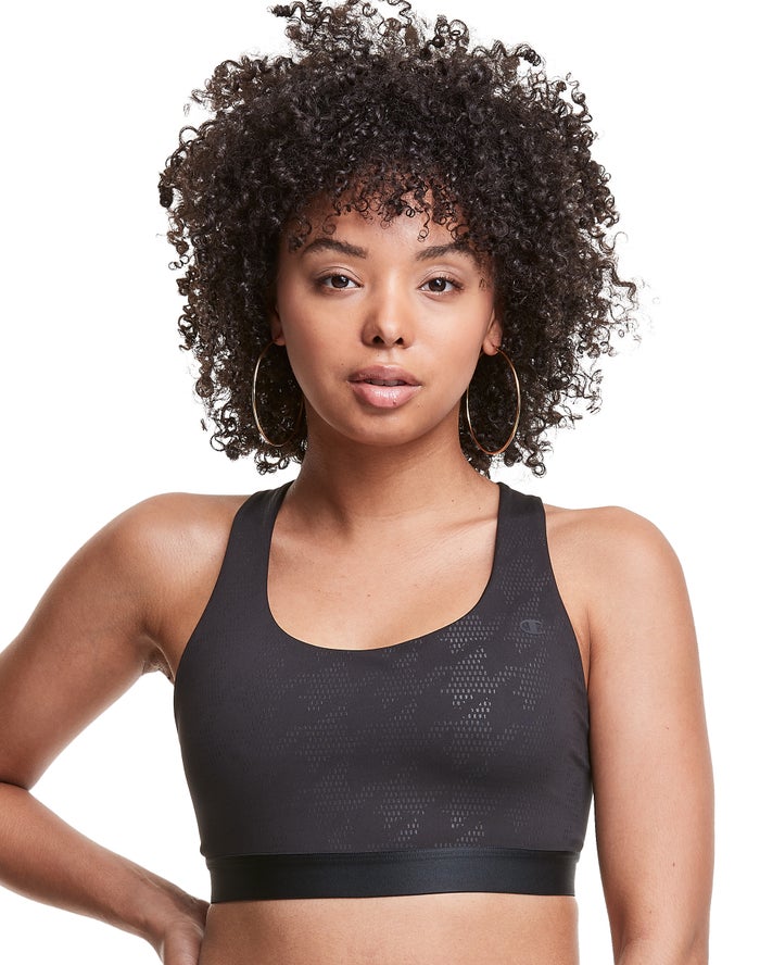 Champion Womens Sports Bra NZ - The Absolute Print Black ( 7504-VKNDS )